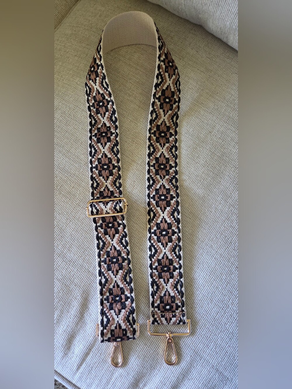 Boho Western Embrodiered Woven Purse / Guitar Strap Gold Hardware Adjustable .